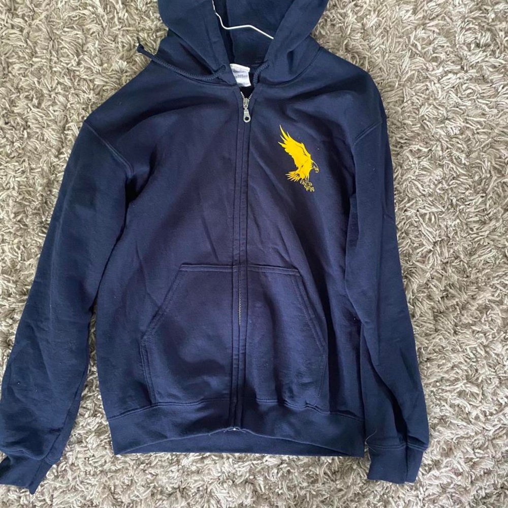 Small navy blue graphic zip up